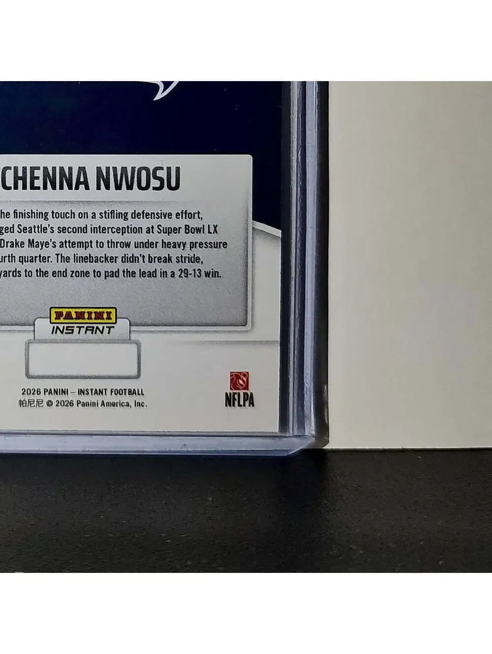Uchenna Nwosu 2026 Panini NFL Super Bowl LIX Champions #34 Card Seattle Seahawks